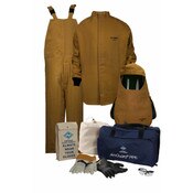 100 cal/cm Level 4 Arc Flash Kit with Short Coat and Bib Overall in NOMEX/KEVLAR Caramel Brown